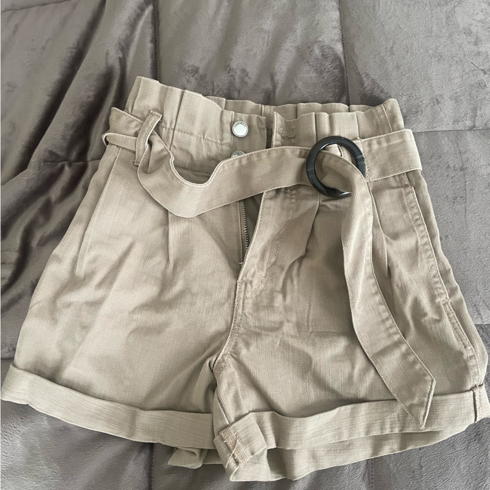 F21 Taupe Denim paper bag shorts